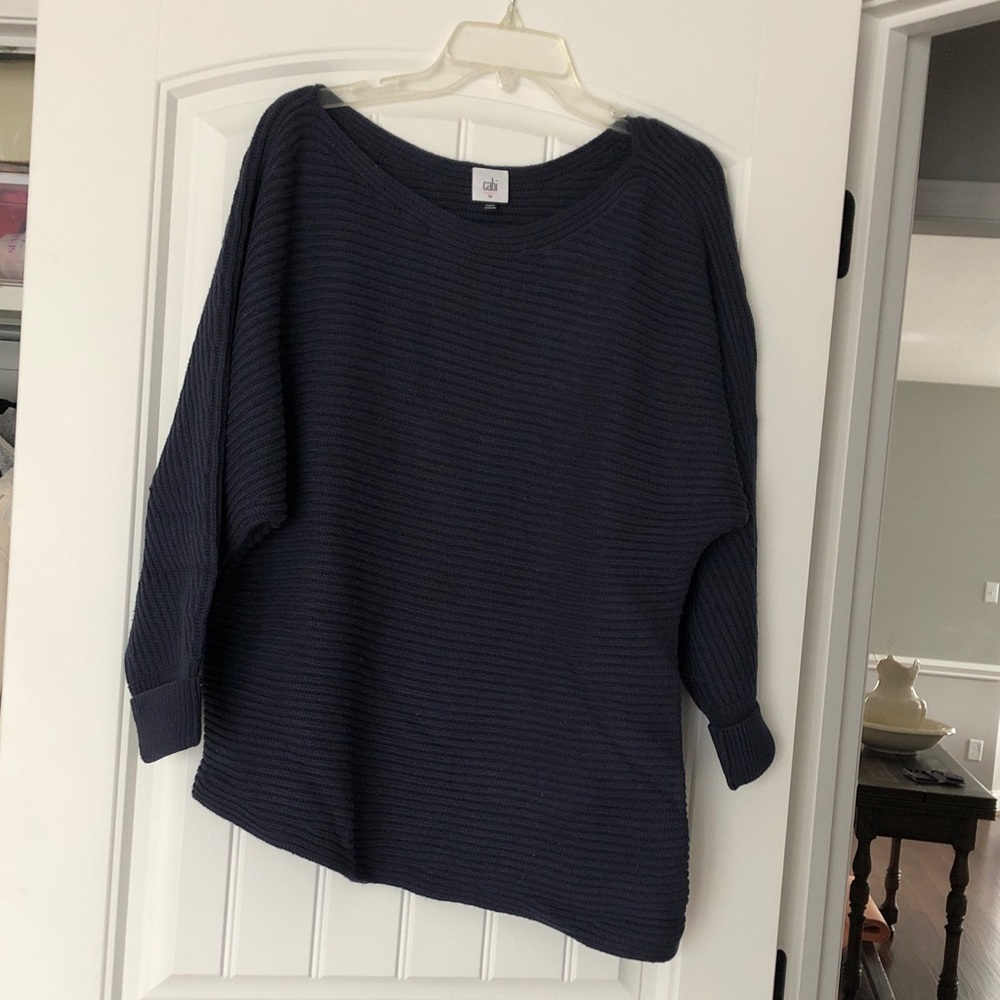 CAbi Dark Blue Ribbed Women's Sweater